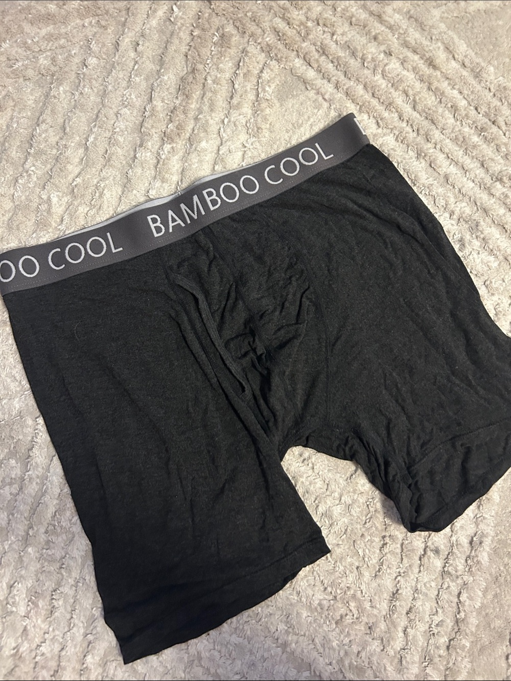 BAMBOO Black Men's Boxer Briefs with Gray BAMBOO COOL Waistband